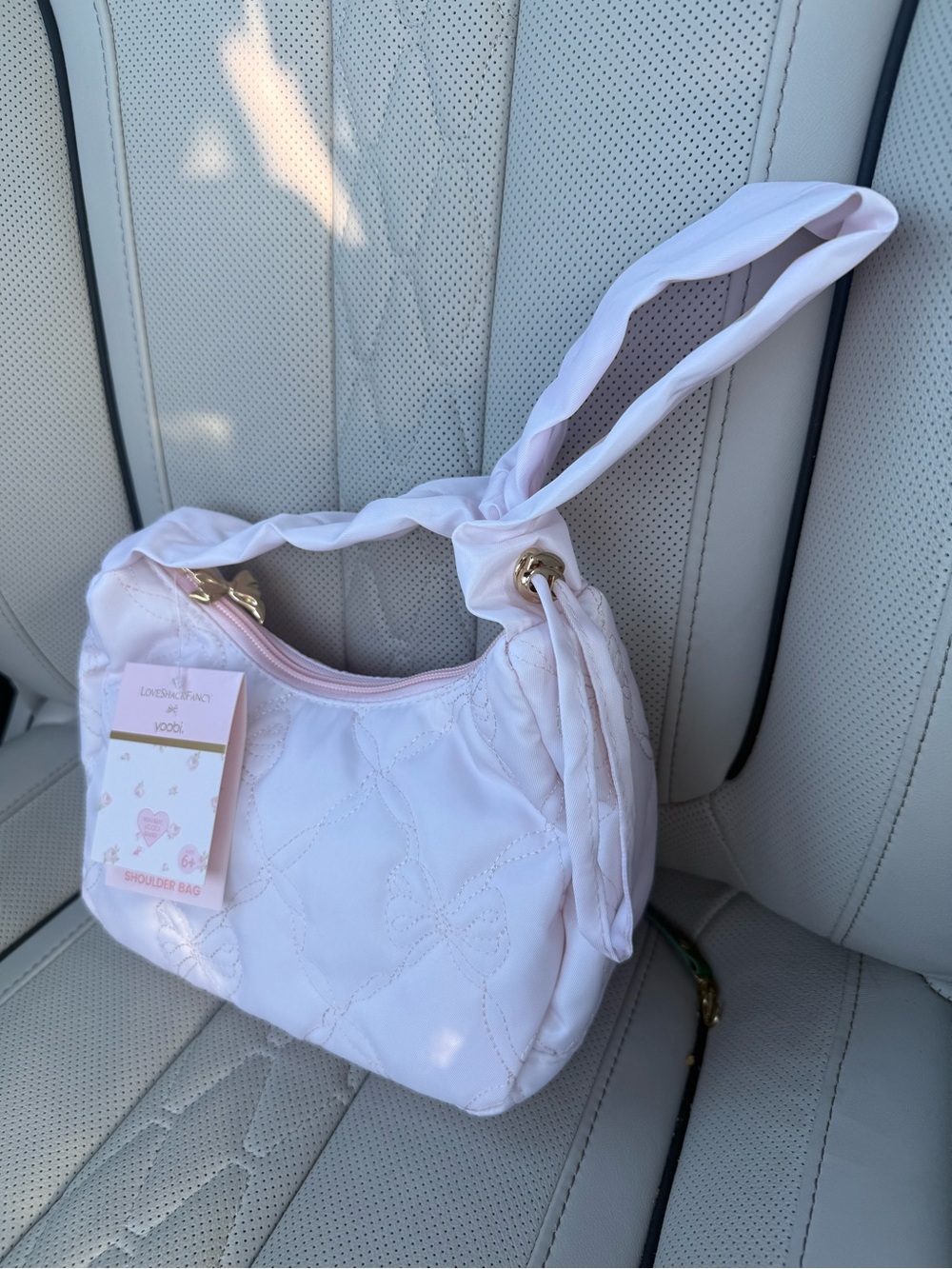 LoveShackFancy Light Pink Quilted Shoulder Bag
